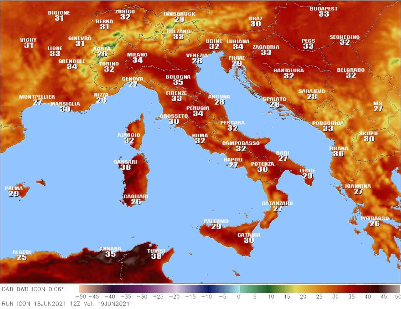 Termometri sopra i 40 gradi in qualche località