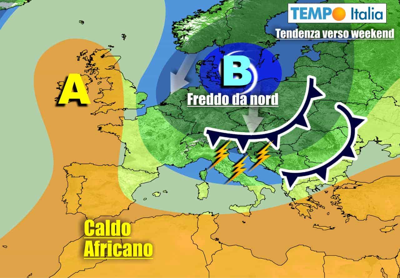 Italia influenzata da ciclone sul Nord Europa